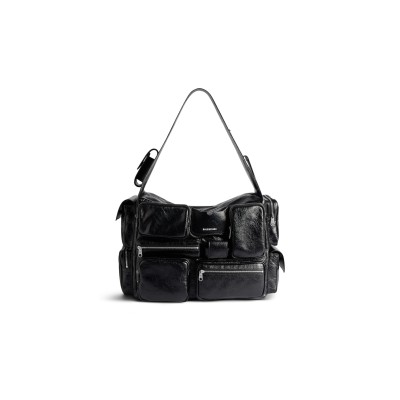 BALENCIAGA SUPERBUSY SLING BAG LARGE IN BLACK 702168210C81000 (42*29*19cm)
